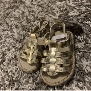 Carter's  Baby Gold Sandals  Slip on w/strap 9-12 Months Adjustable Msrp $20